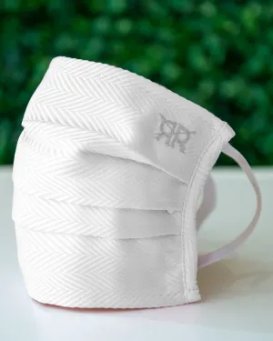 3/6/12 Pack White Herringbone Cotton Mask