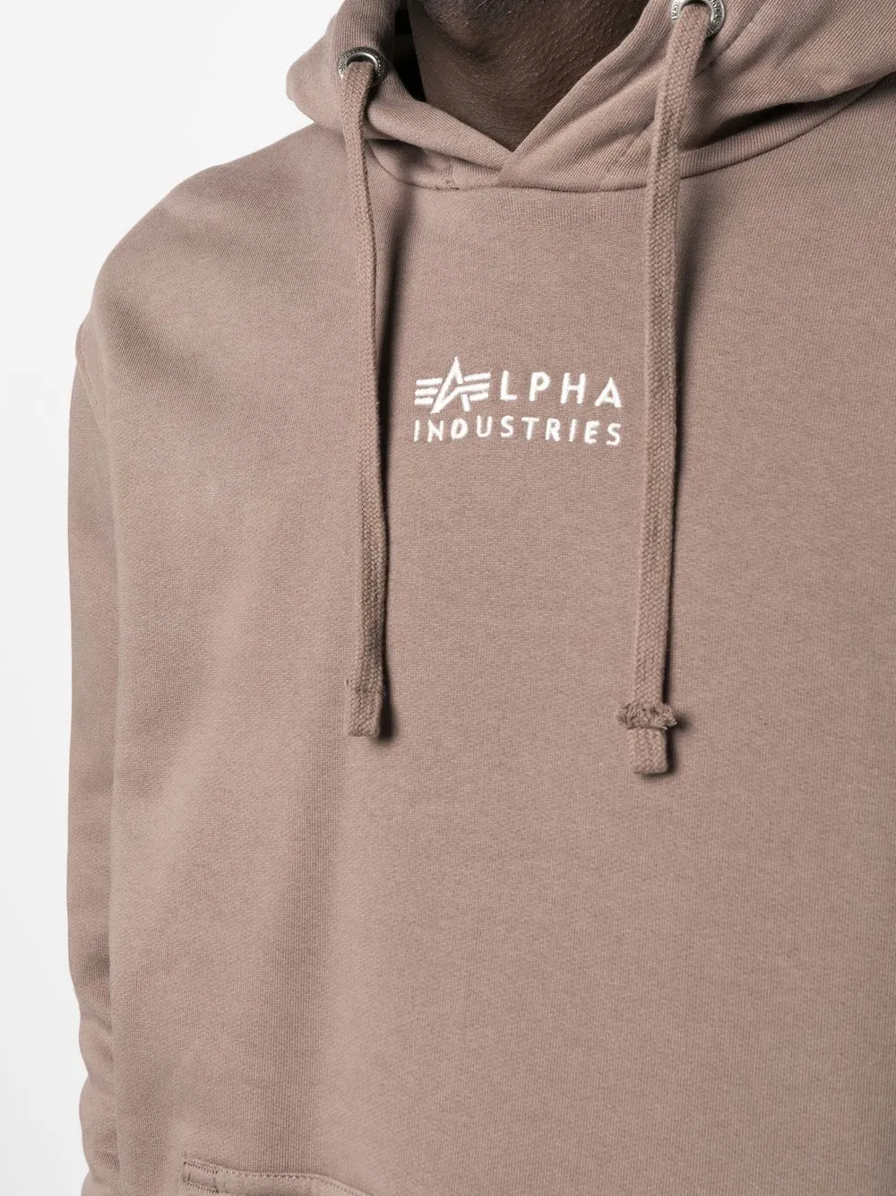Alpha Industries logo-embroidered organic cotton hoodie