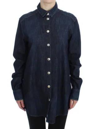 Blue Denim Cotton Jeans Casual Shirt