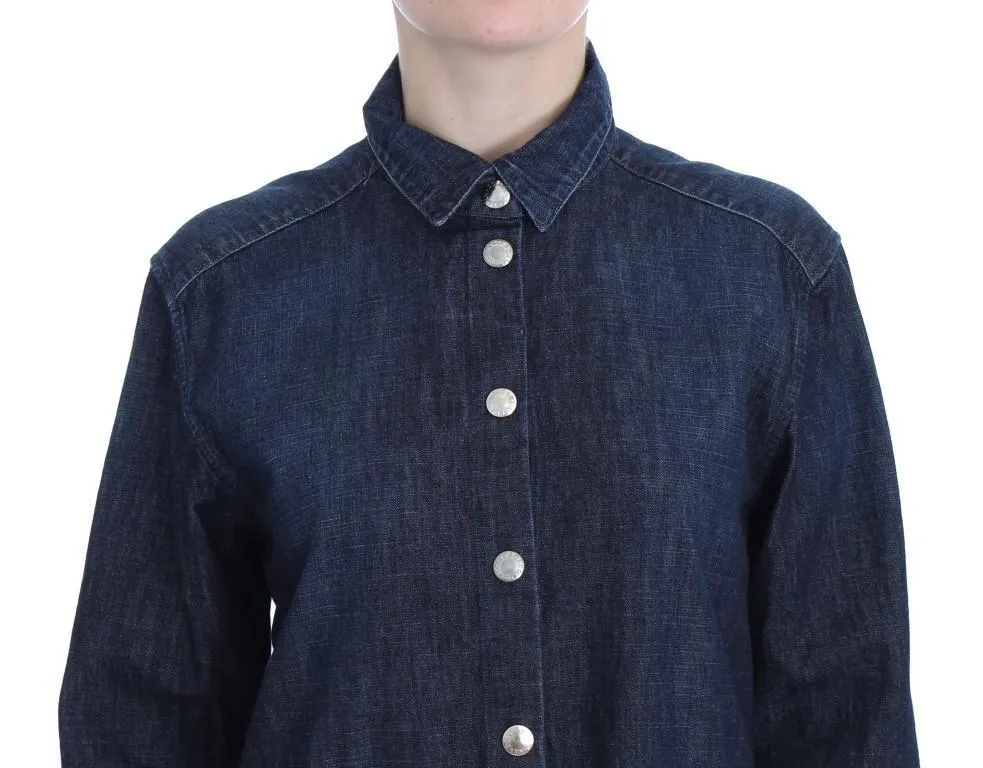 Blue Denim Cotton Jeans Casual Shirt