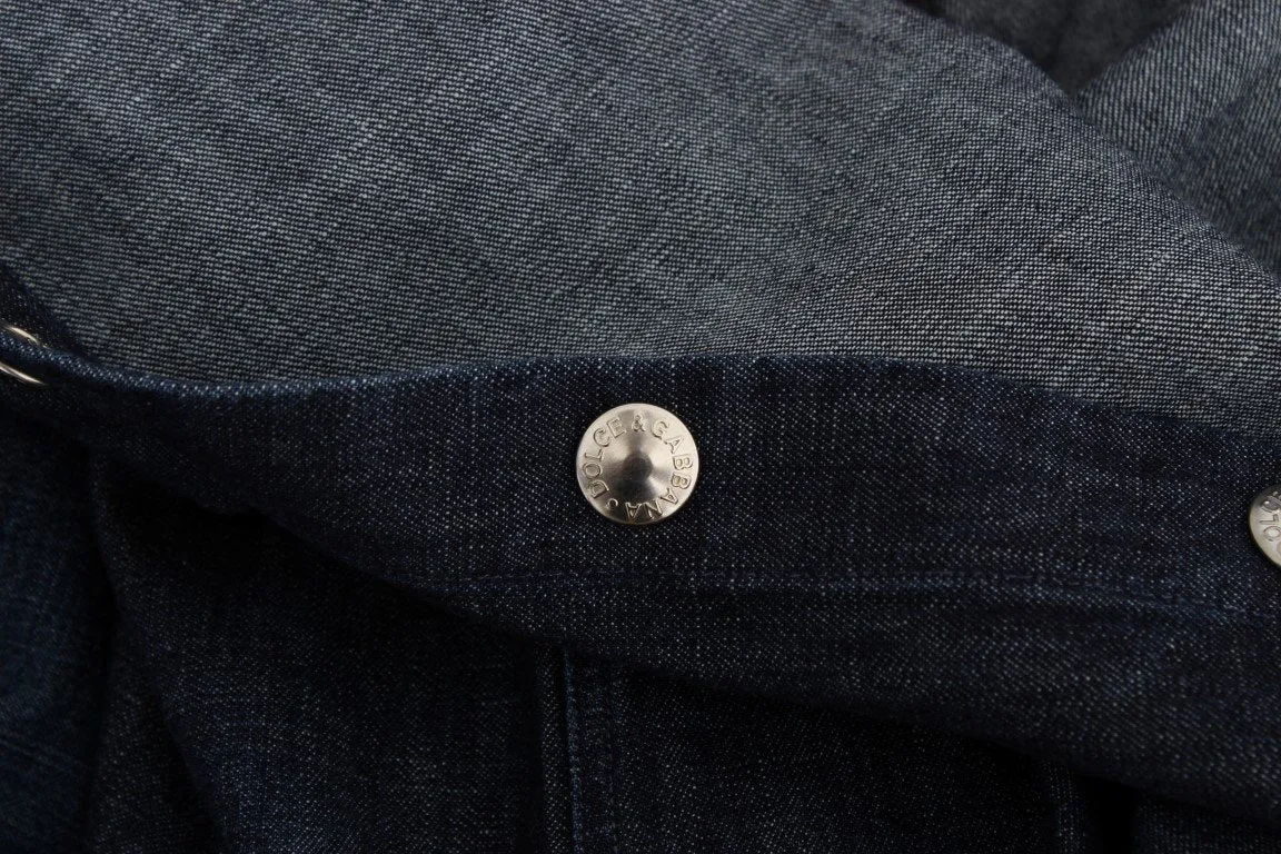 Blue Denim Cotton Jeans Casual Shirt
