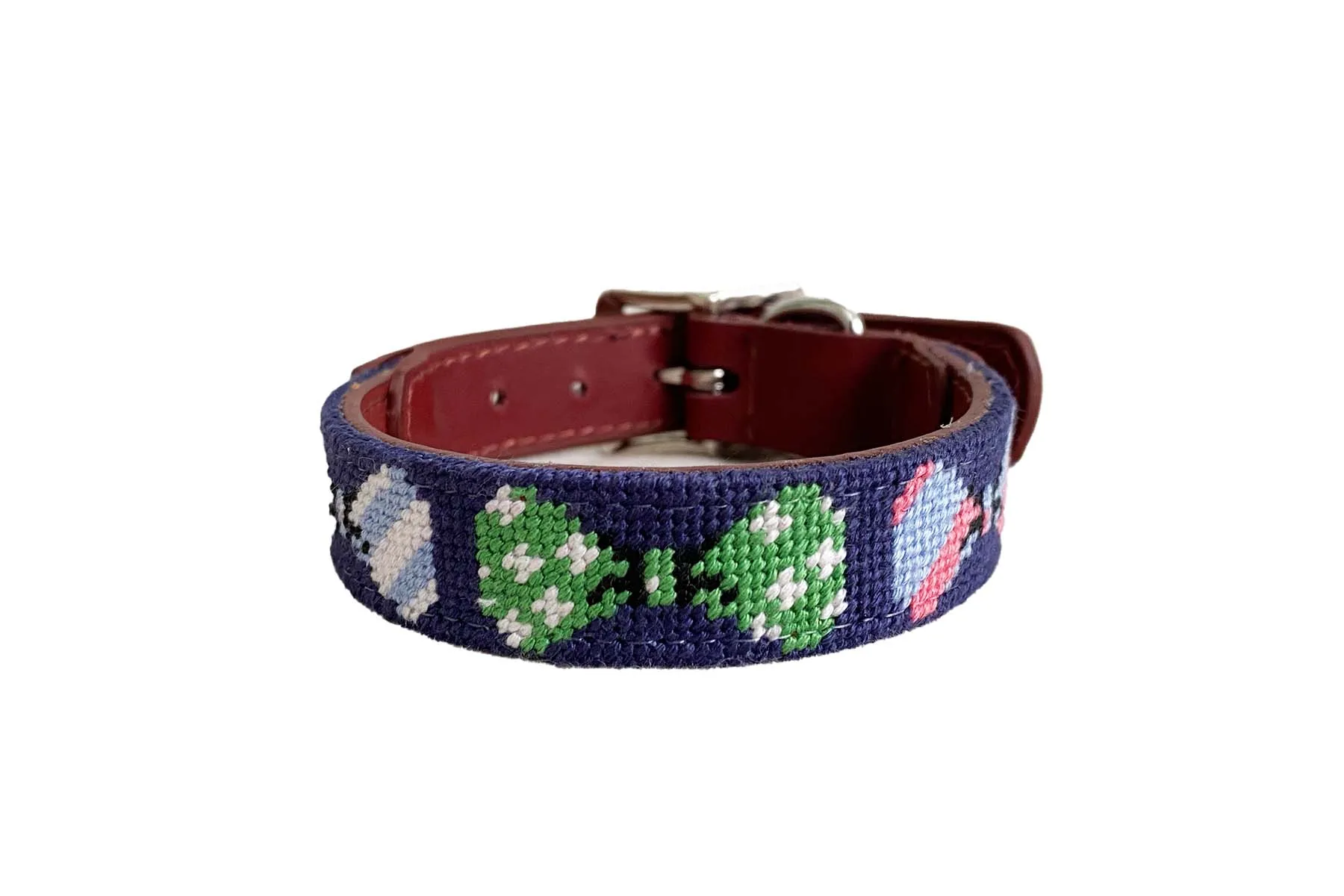 BOW TIE MINI NEEDLEPOINT DOG COLLAR