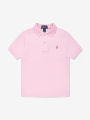 Boys Logo Polo Shirt in Pink
