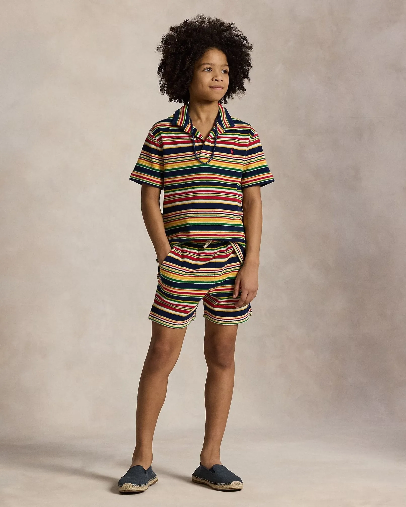 Boys Striped Polo Shirt in Yellow