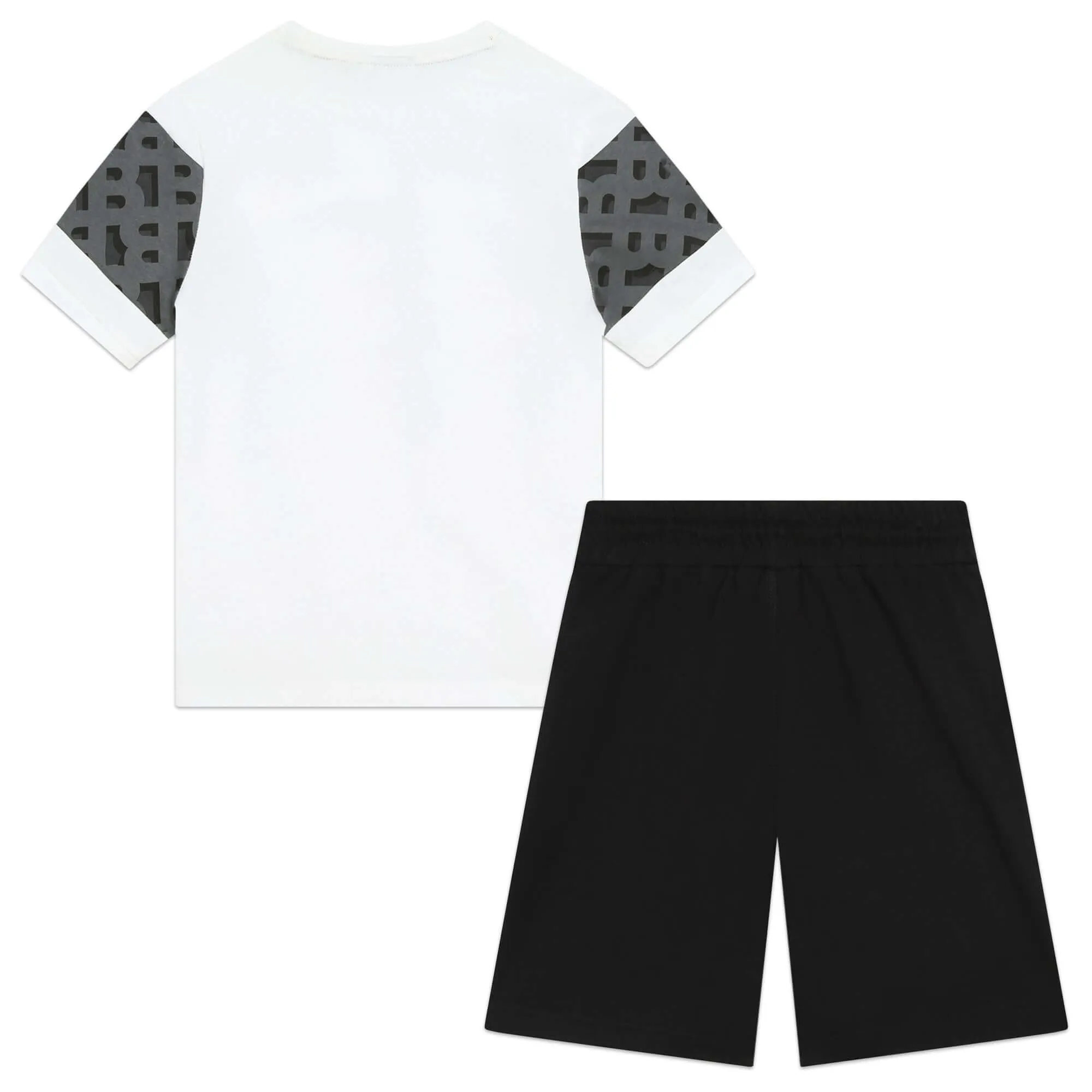 Boys White Monogram Print Shorts Set