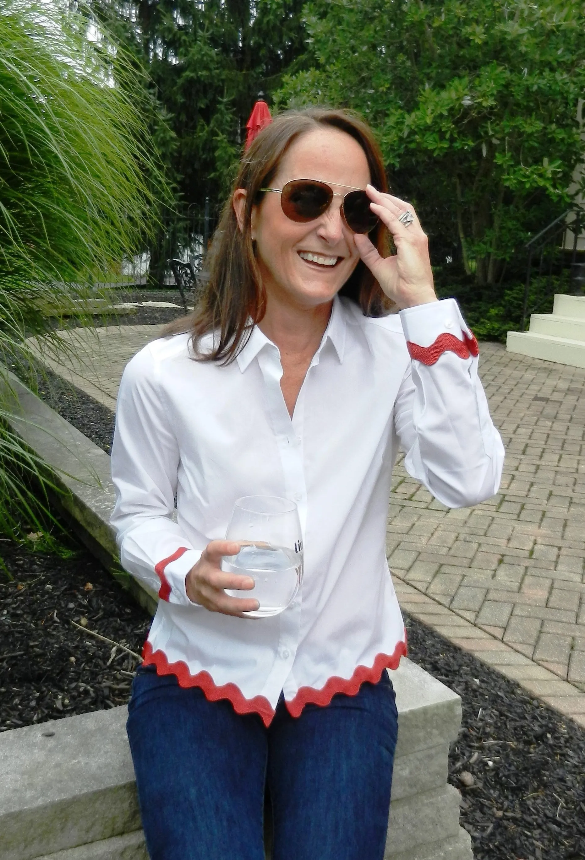 Bridget Ric Rac Shirt (RRRed-White)