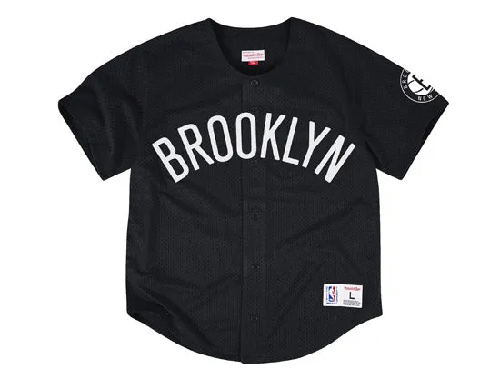 BROOKLYN NETS NBA Mesh Button Jersey (BLack)
