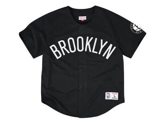 BROOKLYN NETS NBA Mesh Button Jersey (BLack)