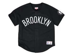 BROOKLYN NETS NBA Mesh Button Jersey (BLack)