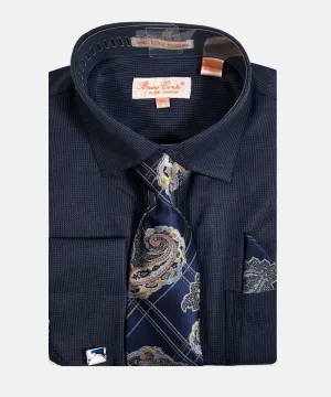 Bruno Conte Check Regular Fit Dress Shirt Combo - Navy Blue