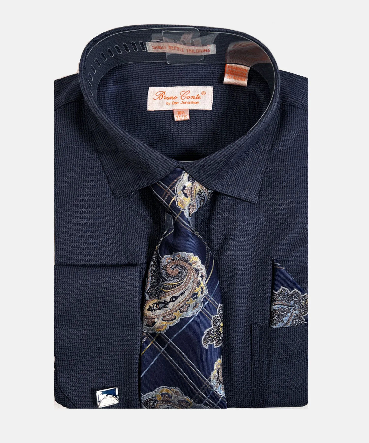 Bruno Conte Check Regular Fit Dress Shirt Combo - Navy Blue