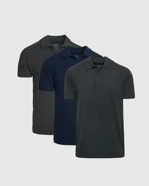Carbon Navy Polo 3-Pack