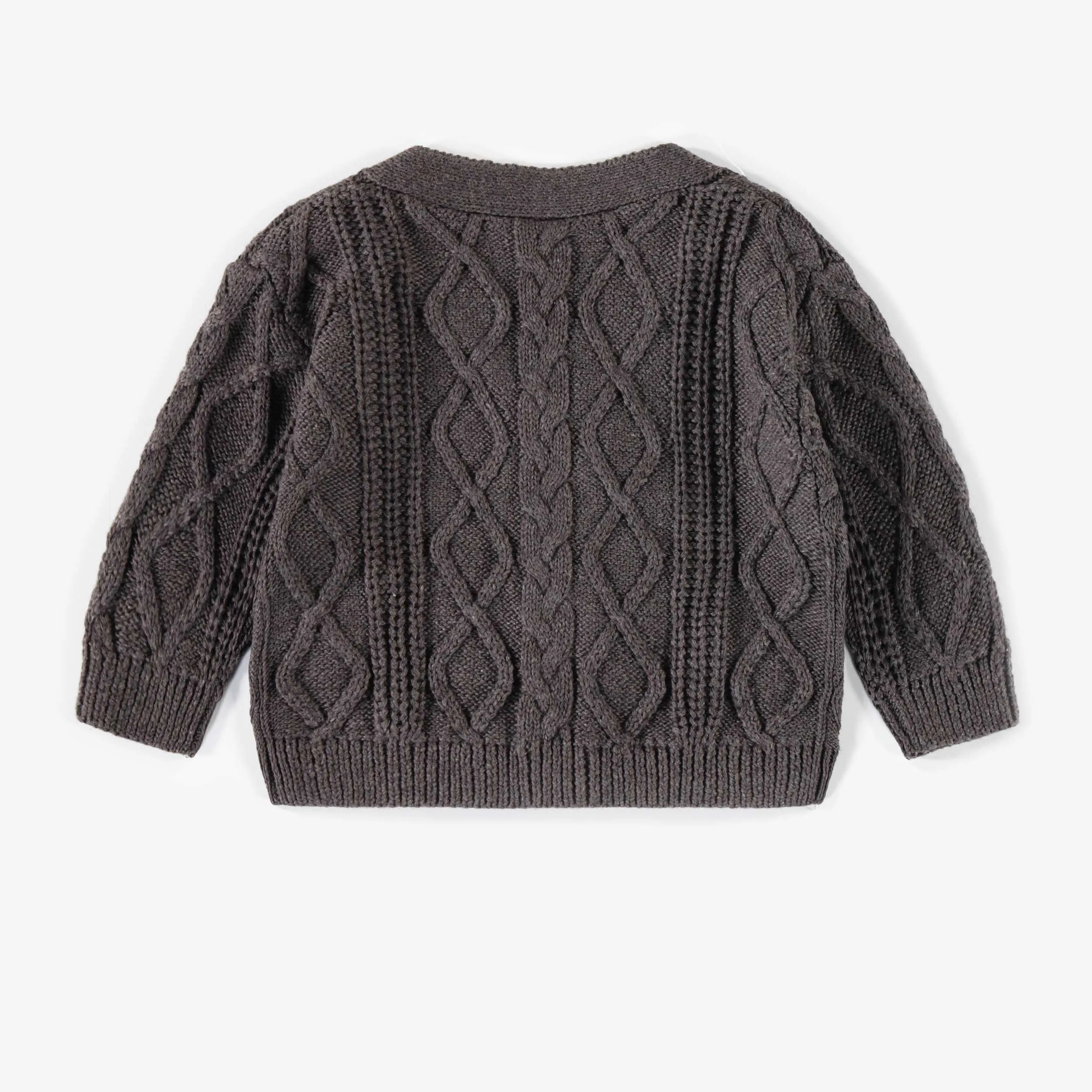 Cardigan brun en maille, naissance || Brown knitted cardigan, newborn