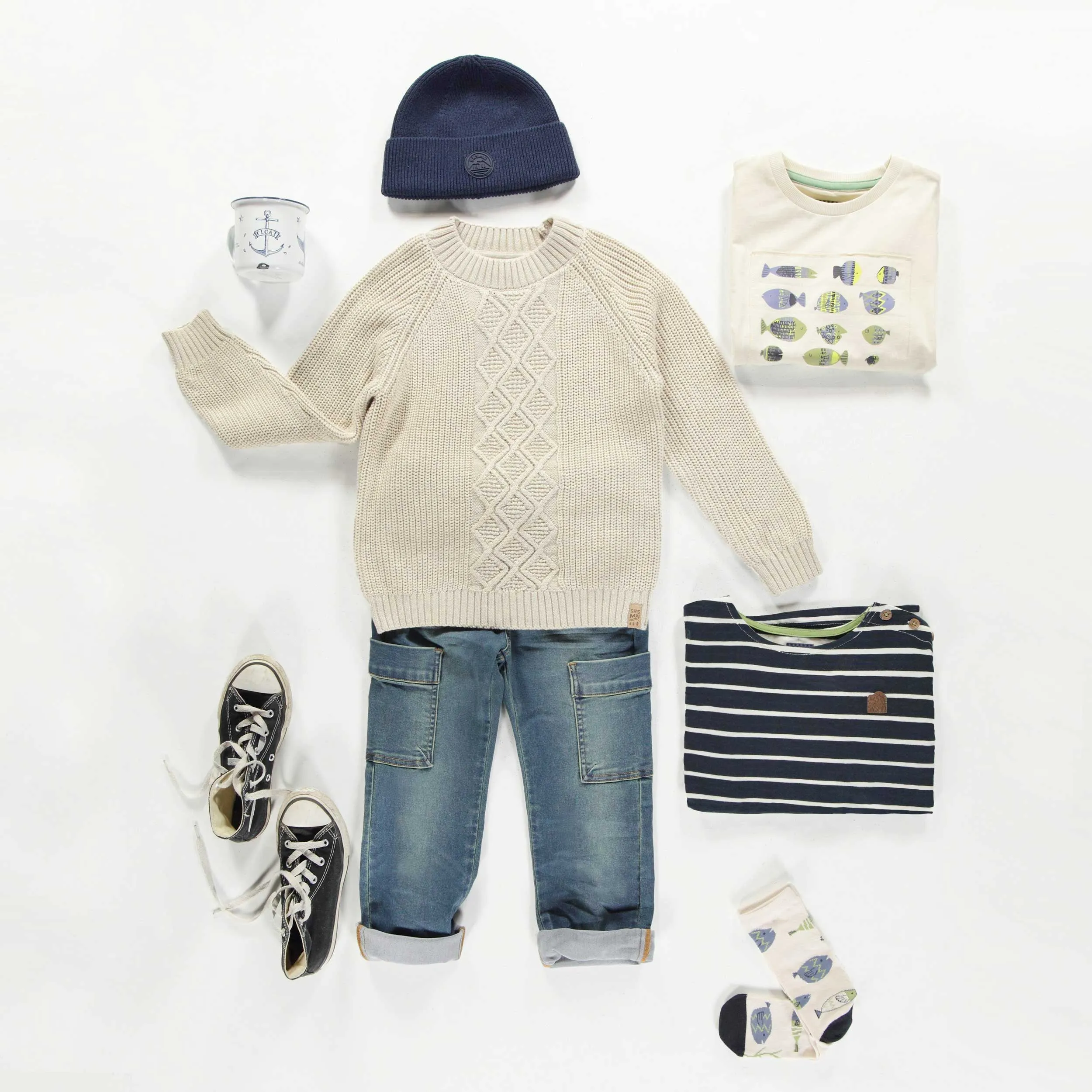 Chandail de maille crème, enfant || Cream knitted sweater, child