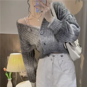 Chic Gradient Rainbow Tie-dye Knitted Cardigan UB2819