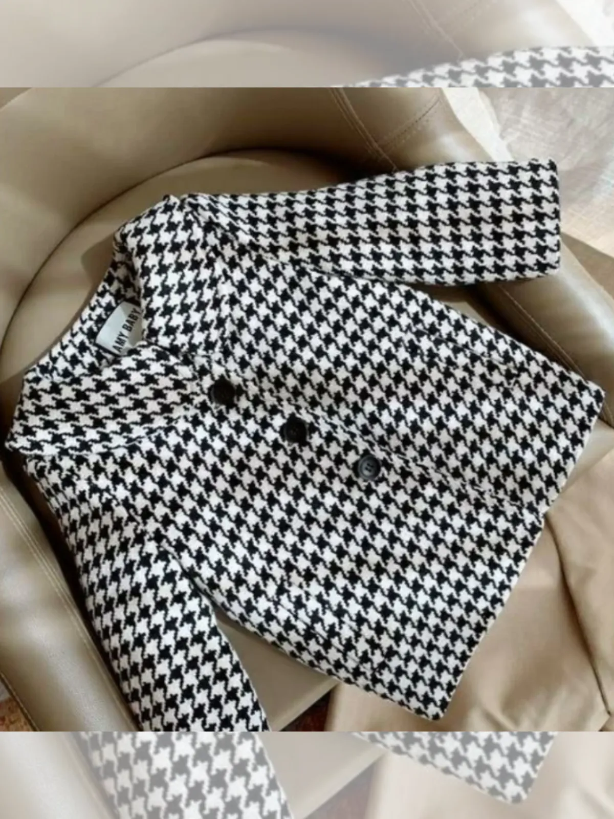Chic Houndstooth Long Coat
