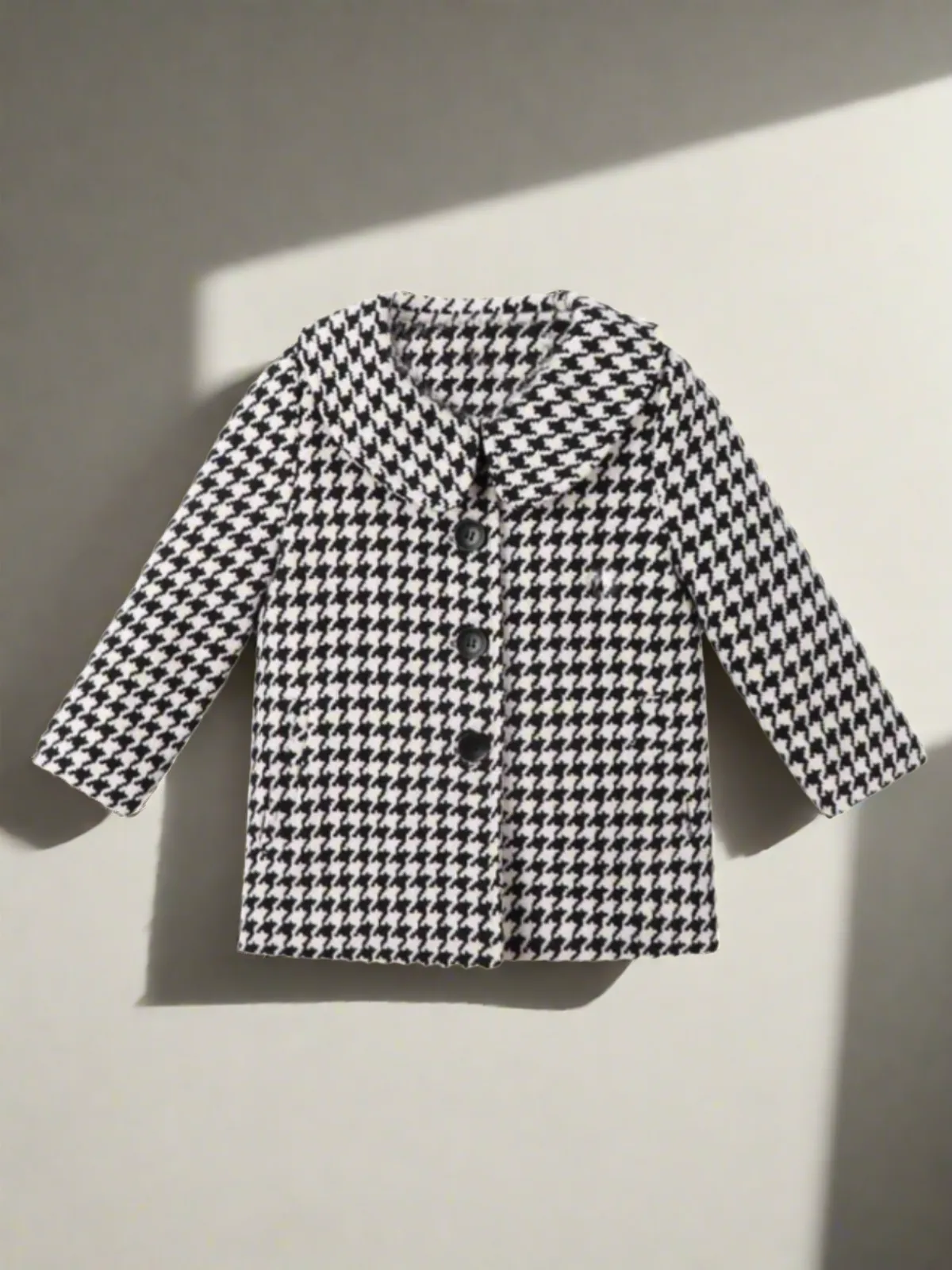 Chic Houndstooth Long Coat