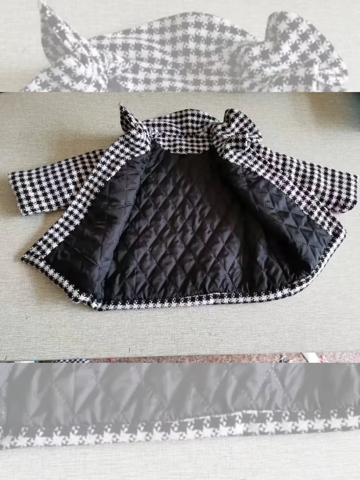 Chic Houndstooth Long Coat