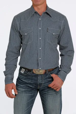 CLMTW1303061 Blue Mens Cinch L/S Shirt Modern Print