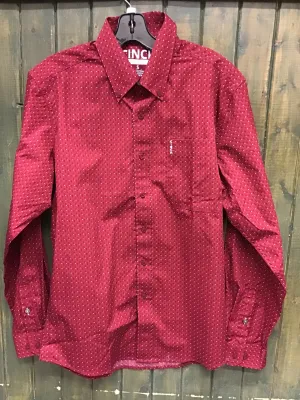 CLMTW1347007-S-Rd/Blk Cinch Shirt L/S Dot Print Modern Fit