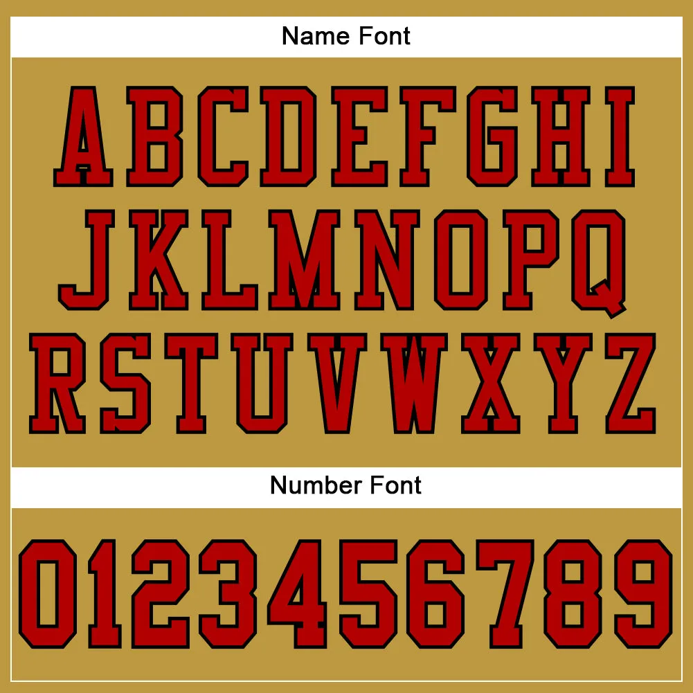 Custom Old Gold Red-Black Mesh Authentic Football Jersey