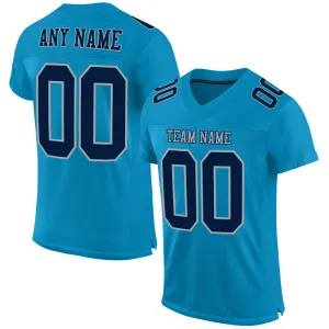 Custom Panther Blue Navy-Gray Mesh Authentic Football Jersey