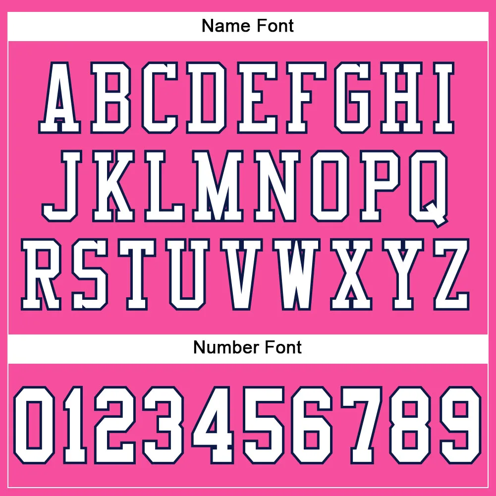 Custom Pink White-Navy Mesh Authentic Football Jersey