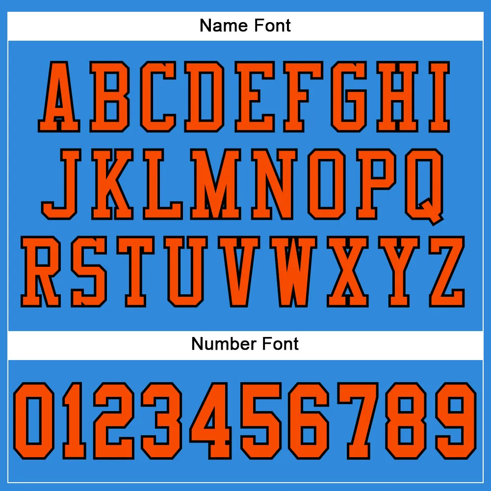 Custom Powder Blue Orange-Black Mesh Authentic Football Jersey
