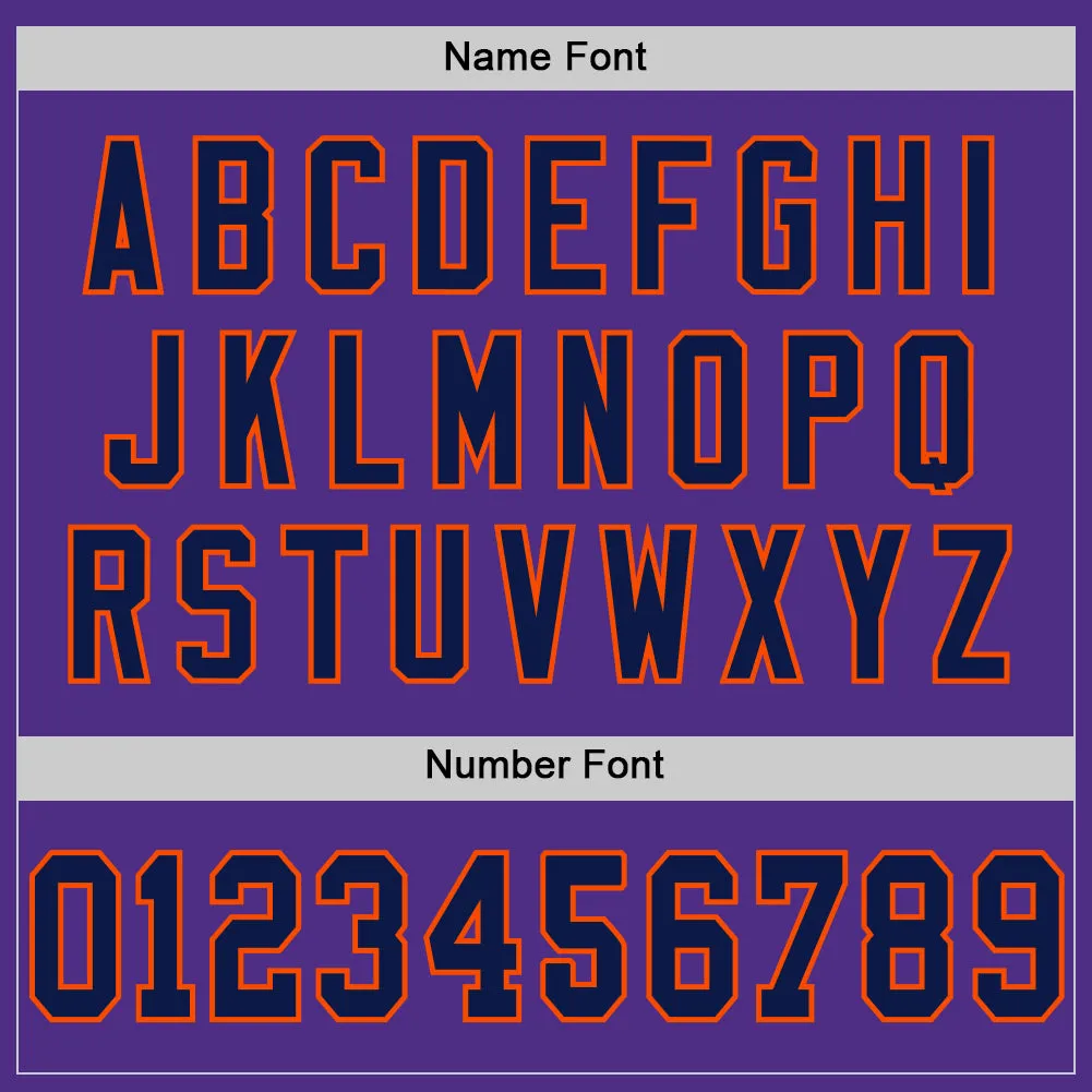 Custom Purple Navy-Orange Mesh Authentic Throwback Football Jersey