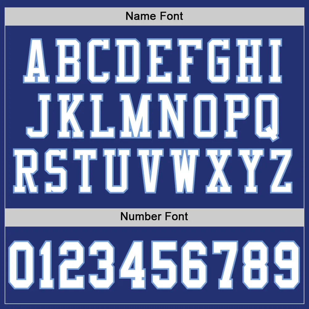 Custom Royal White-Light Blue Mesh Authentic Throwback Football Jersey
