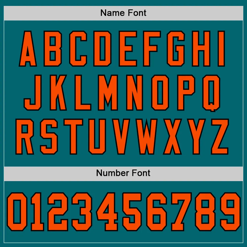Custom Teal Orange-Black Mesh Authentic Throwback Football Jersey