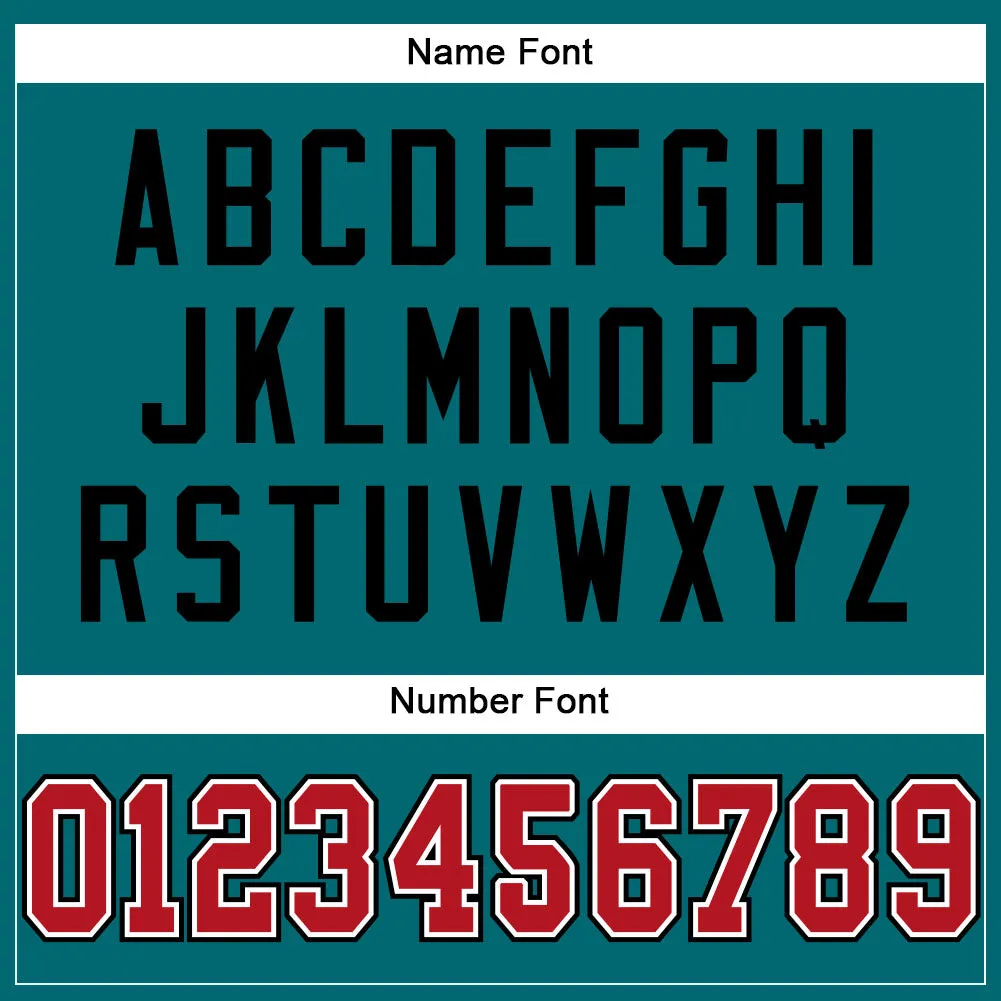Custom Teal Red-Black Mesh Authentic Football Jersey
