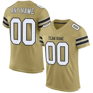 Custom Vegas Gold White-Black Mesh Authentic Football Jersey