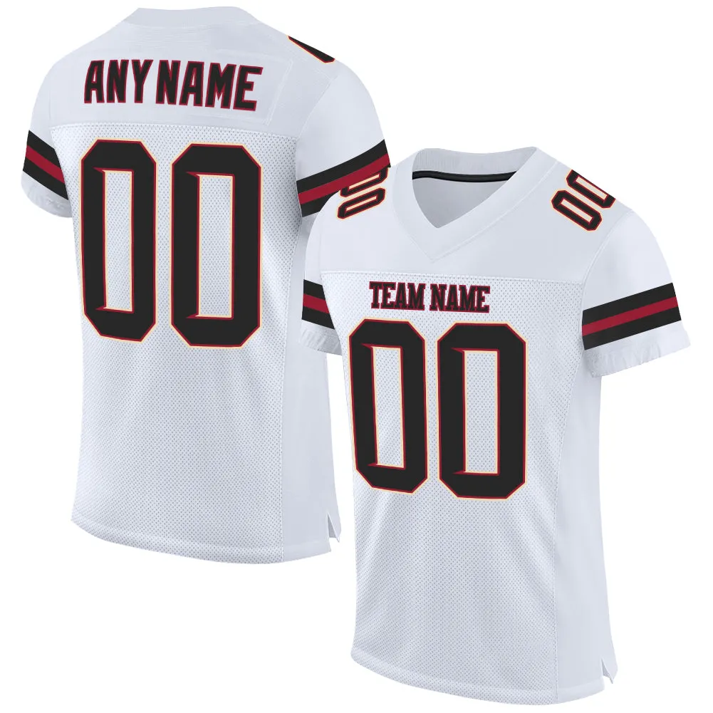 Custom White Black-Cardinal Mesh Authentic Football Jersey
