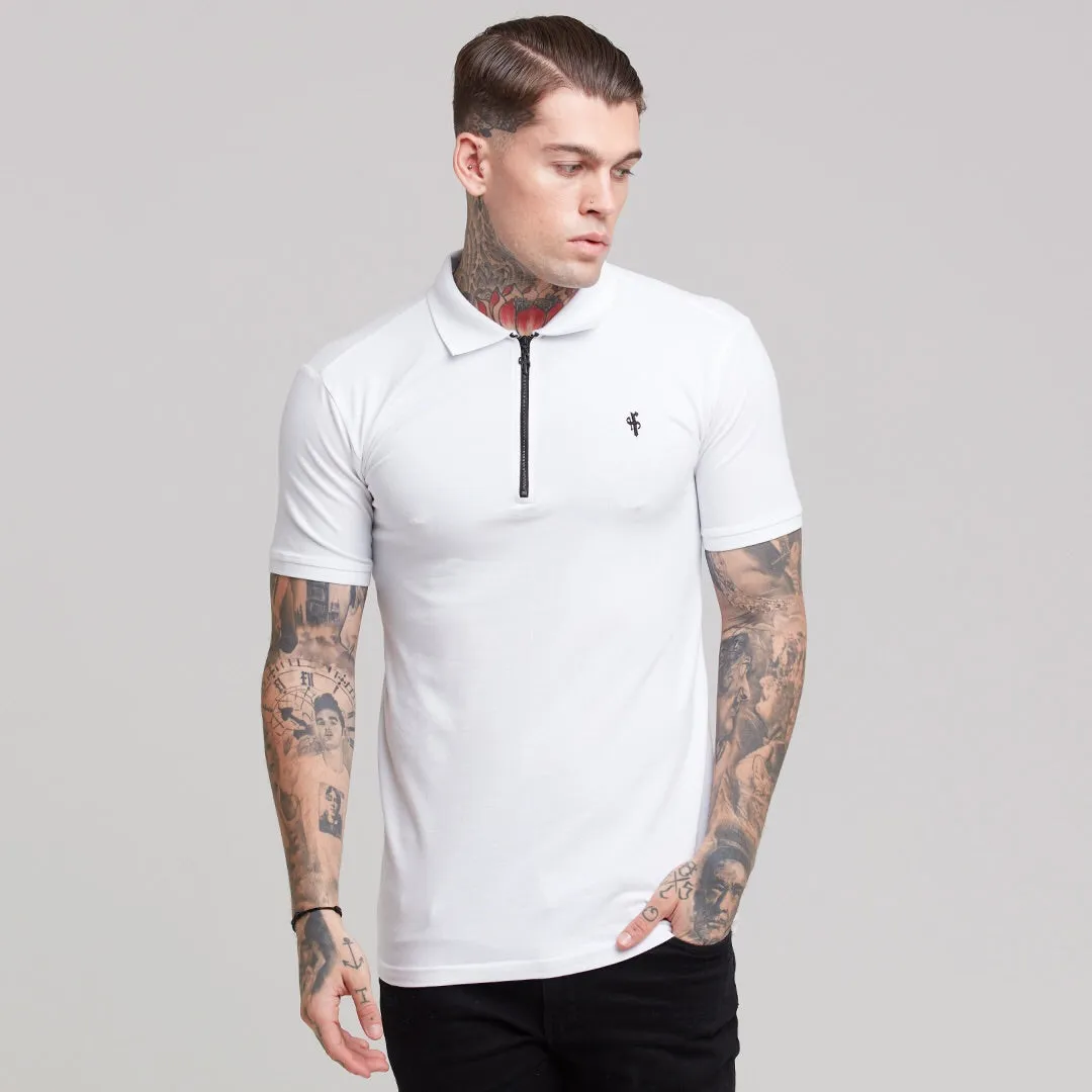 Father Sons Classic White Zipped Polo Shirt - FSH299