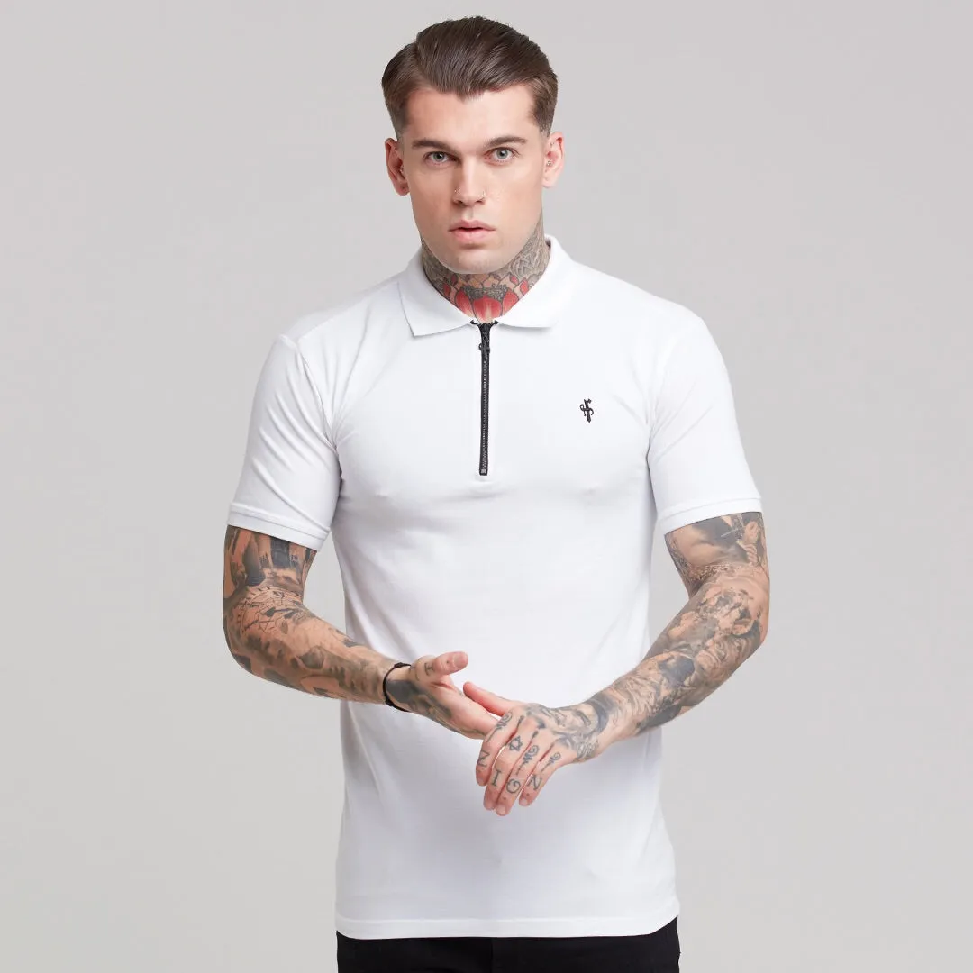 Father Sons Classic White Zipped Polo Shirt - FSH299