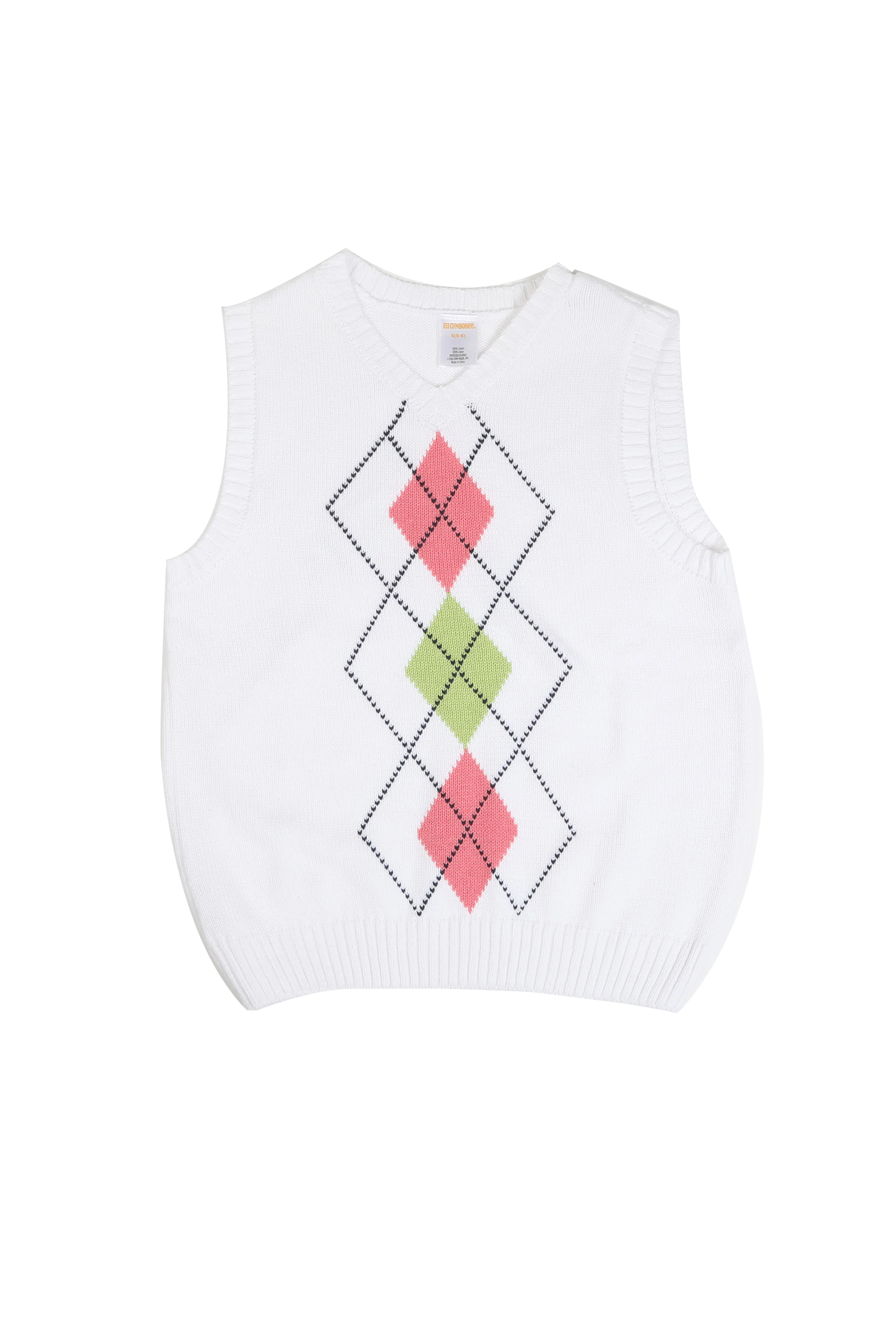 G White Argyle Sweater Vest Holiday Easter