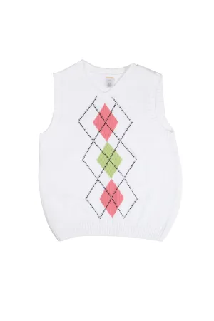 G White Argyle Sweater Vest Holiday Easter