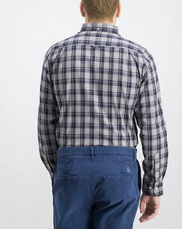 GANT Grey Day Oxford Plaid Fitted Button Down Shirt 342562 Size Medium