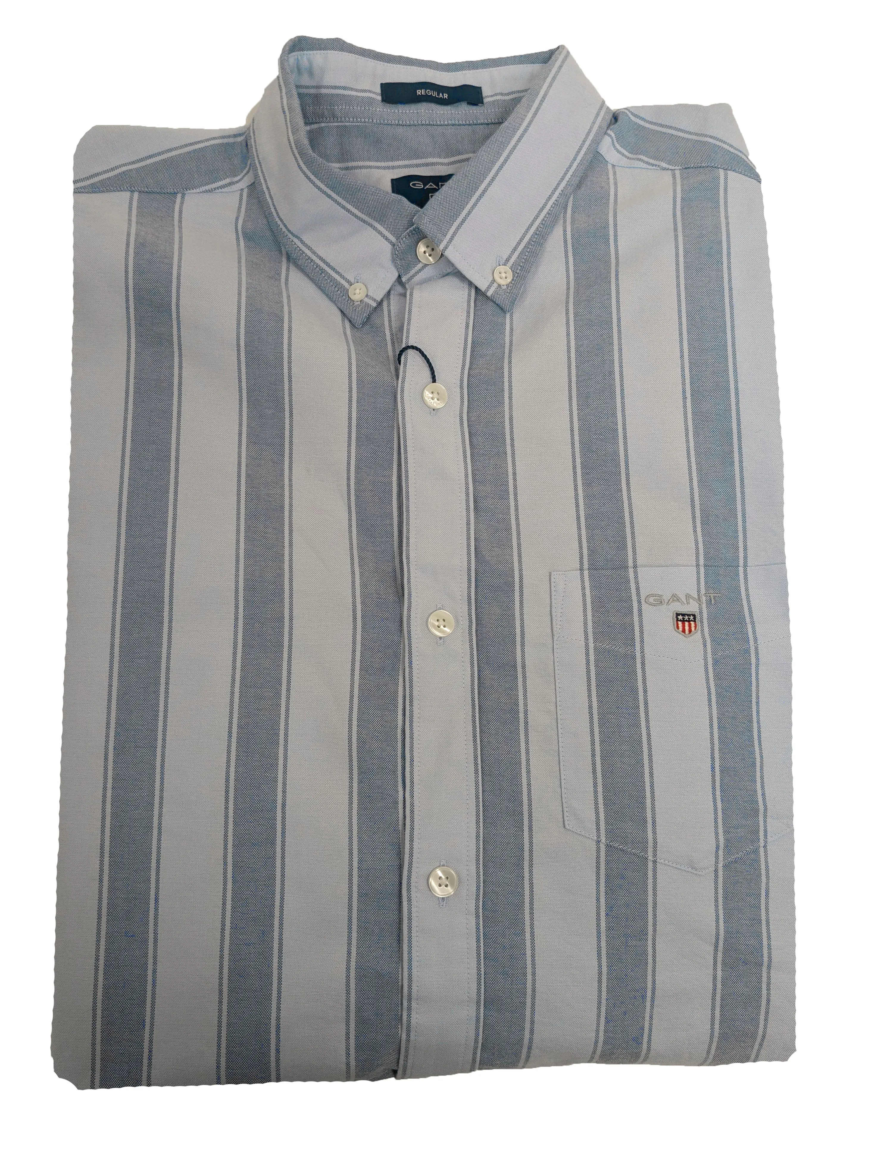 GANT Hamptons Blue Oxford Wide Stripe Button Down Shirt 3056100 Size M