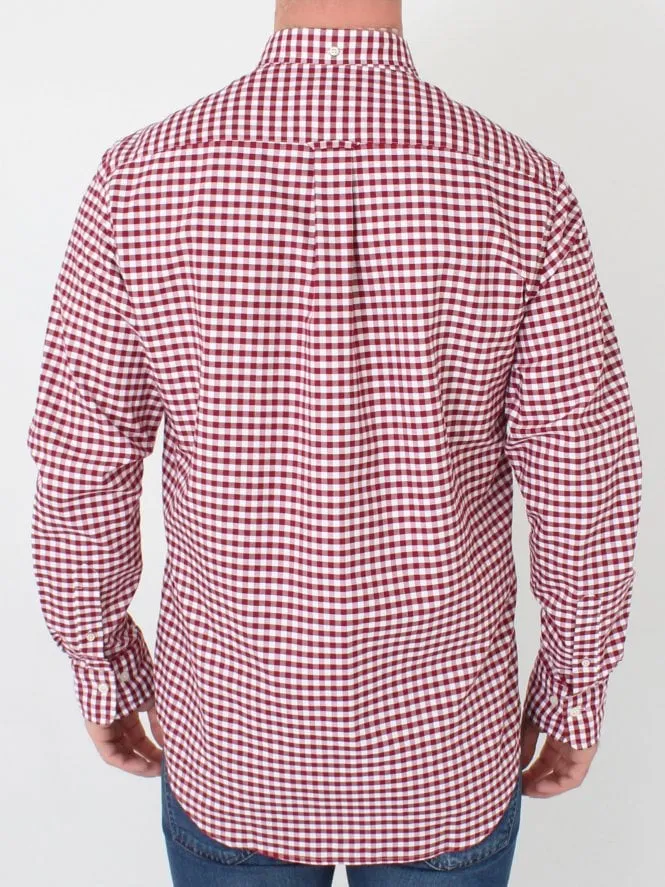 GANT Winter Wine Oxford Gingham Button Down Shirt 3046200 Size M NWT