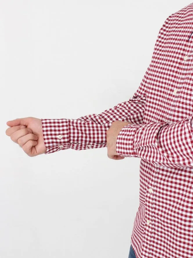 GANT Winter Wine Oxford Gingham Button Down Shirt 3046200 Size M NWT