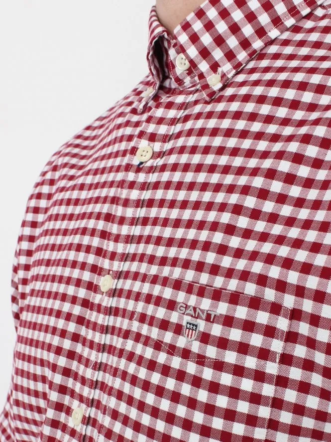 GANT Winter Wine Oxford Gingham Button Down Shirt 3046200 Size M NWT