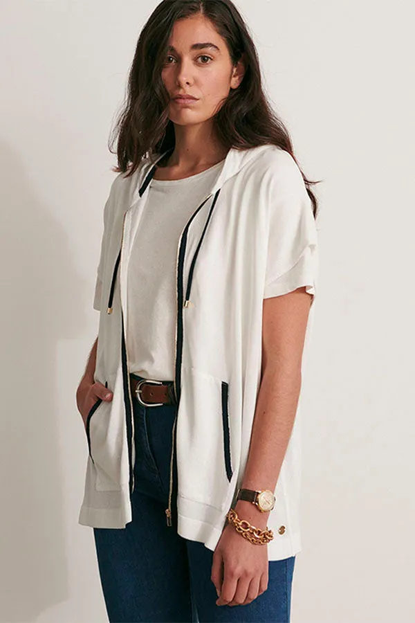 GAPPLE11-BIS SHORT-SLEEVED KNIT "SWEATSHIRT" CARDIGAN