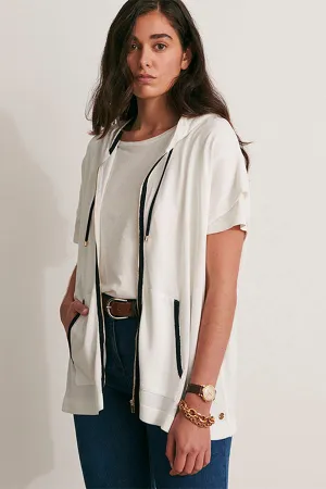 GAPPLE11-BIS SHORT-SLEEVED KNIT "SWEATSHIRT" CARDIGAN