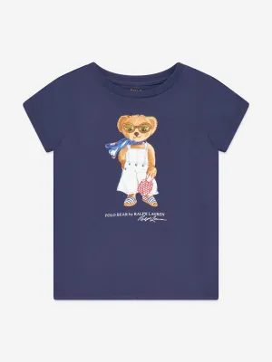 Girls Polo Bear T-Shirt in Navy