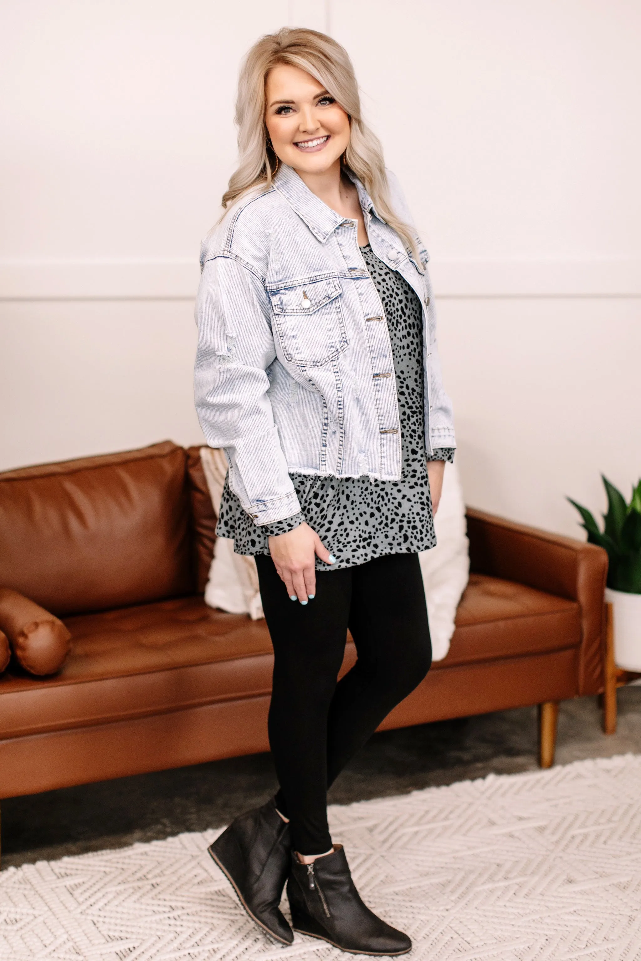 Going Places Pin Striped Denim Jacket