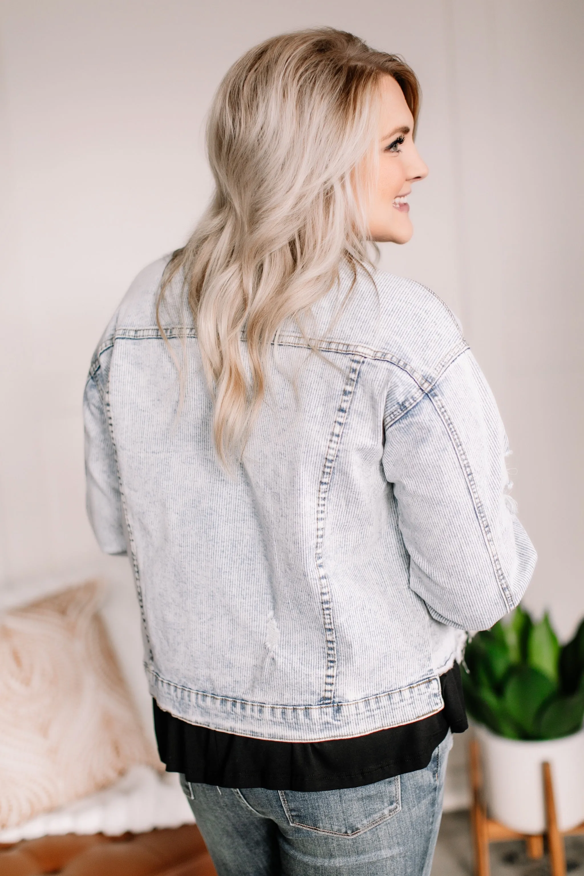 Going Places Pin Striped Denim Jacket
