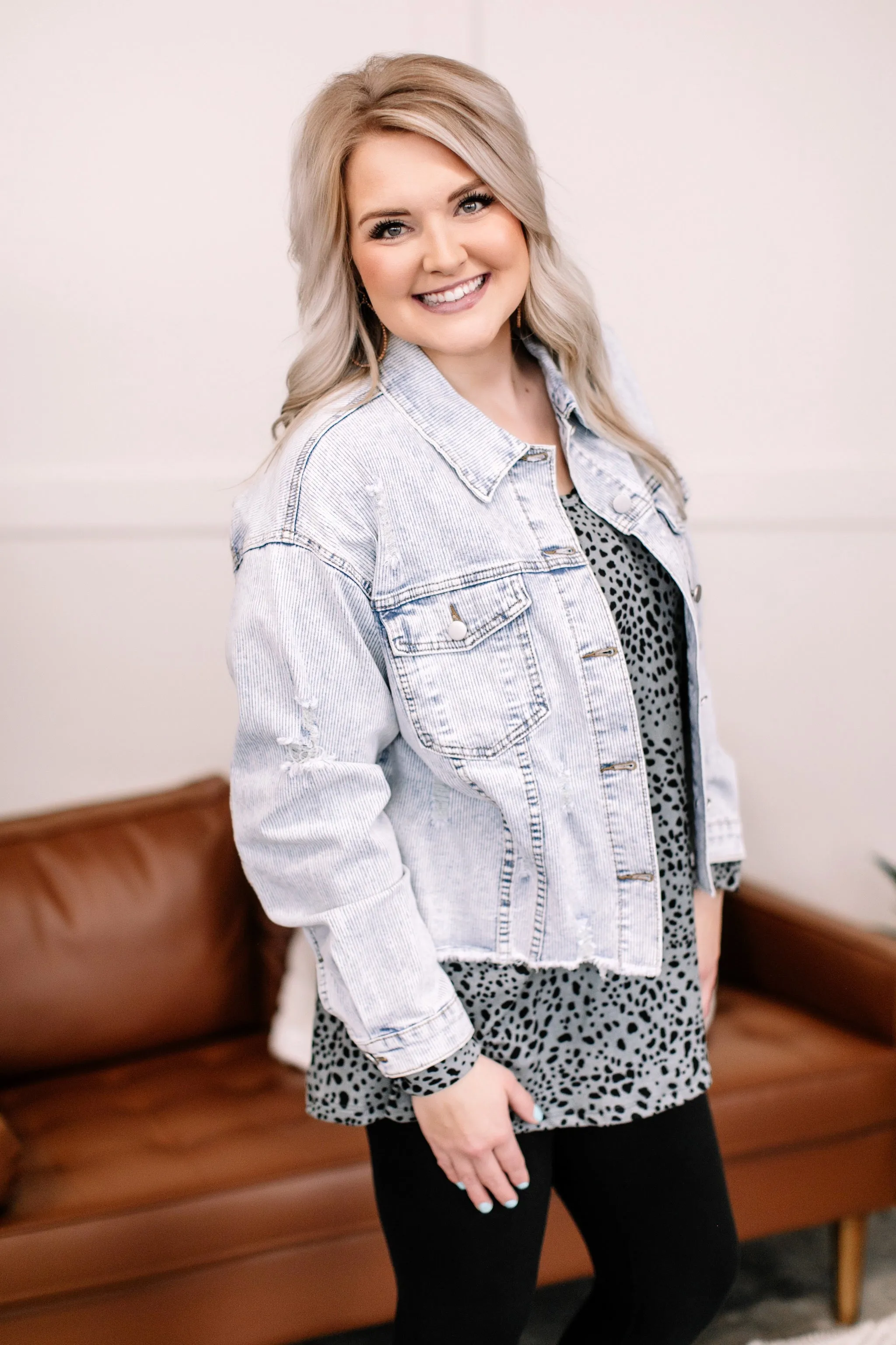 Going Places Pin Striped Denim Jacket