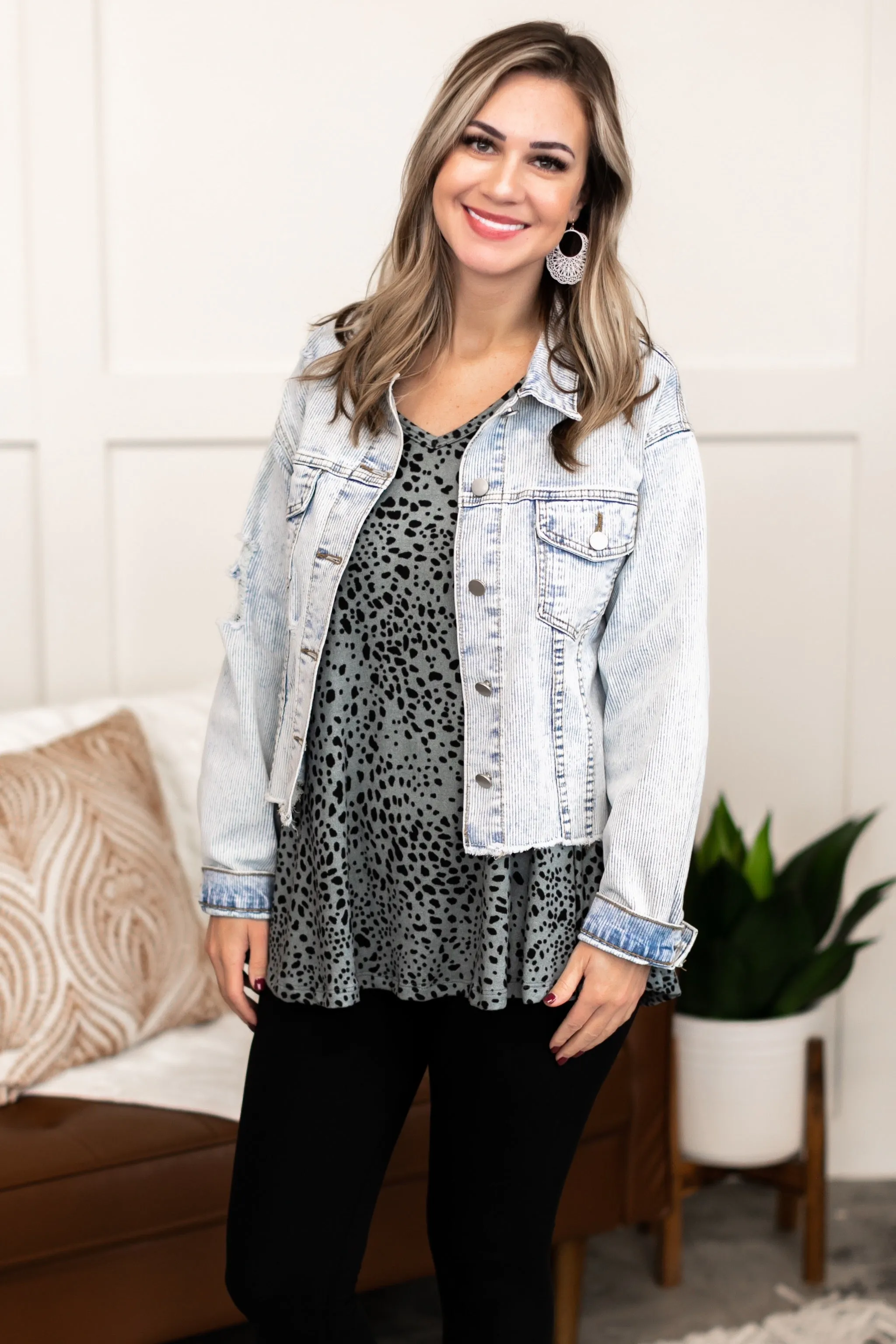 Going Places Pin Striped Denim Jacket